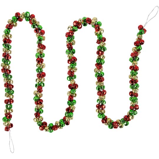 5Ft Green & Red Festive Jingle Bell Garland By Northlight | 5 ft | Michaels®